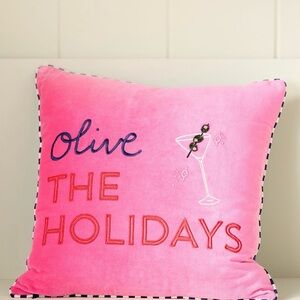 Anthropologie Olive The Holidays Pink Pillow